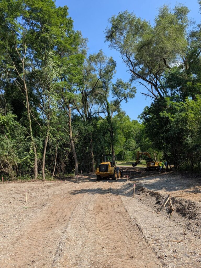 7 Mile Non-motorized construction: Temporary stakes have been placed.