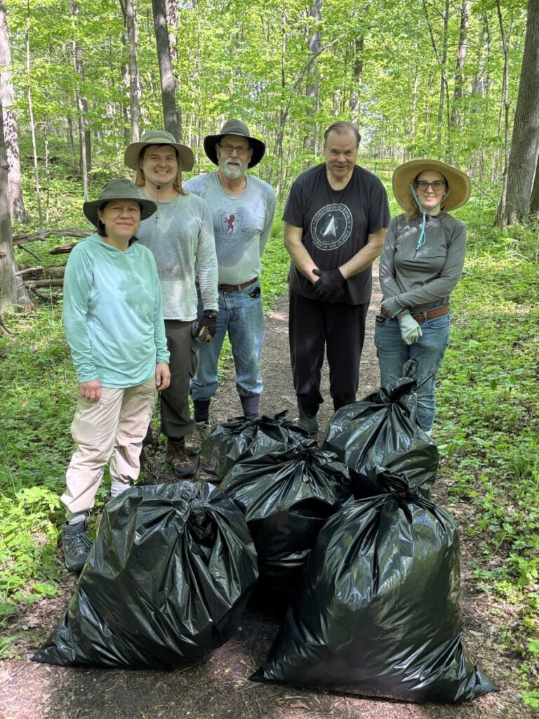 Volunteers at the garlic mustard pull, May 17, 2026