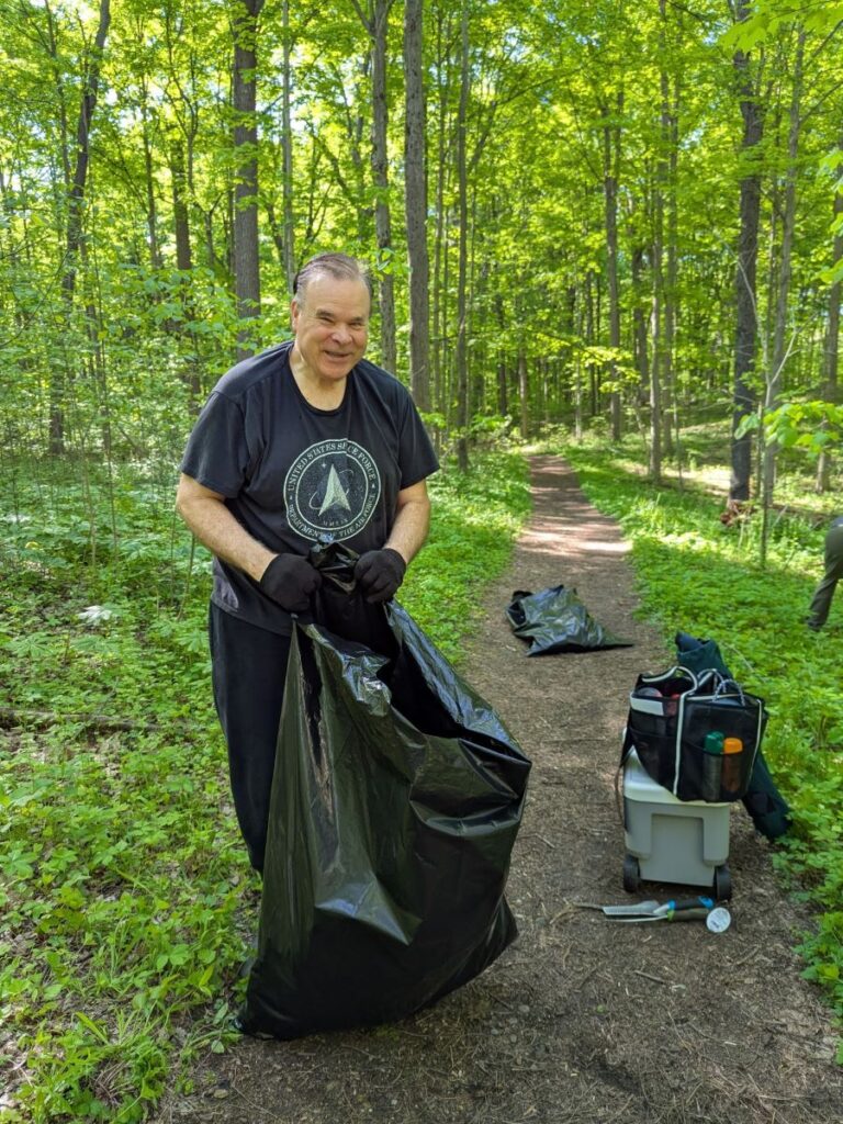 Volunteer at the garlic mustard pull, May 17, 2026